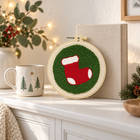 christmas hoop punch needle kit — stocking finished example
