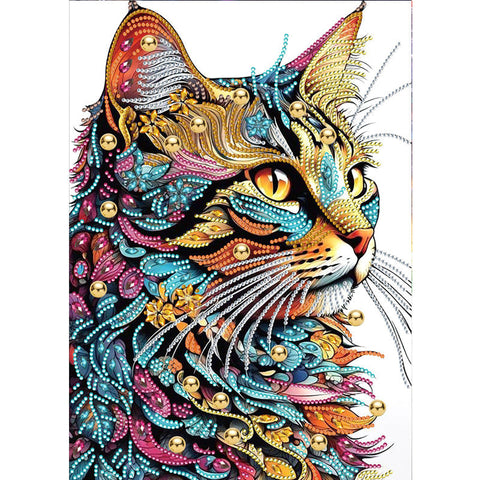 Jewel-toned cat · 30 × 40 cm
