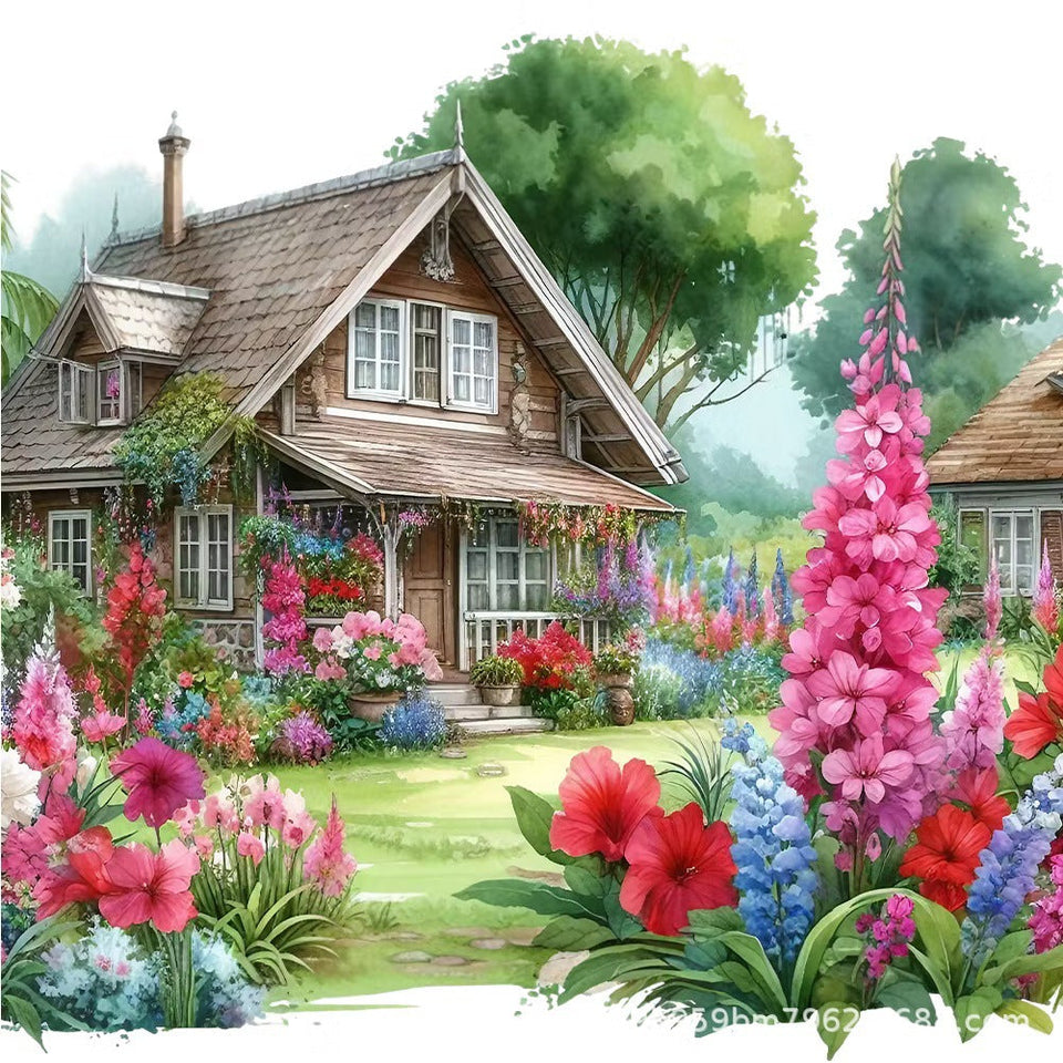 Wildflower cottage · 40 × 40 cm diamond painting design