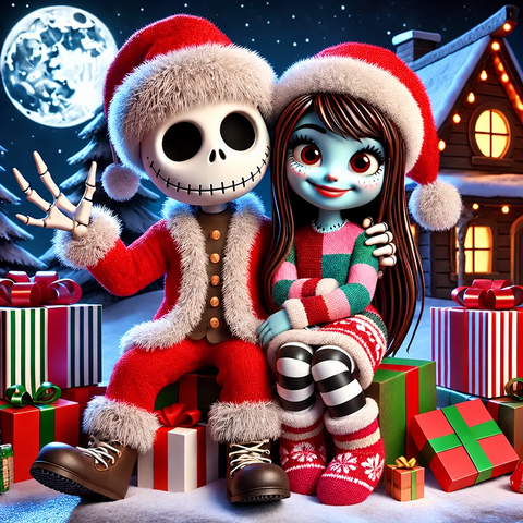 Moonlit Christmas couple · 30 × 30 cm