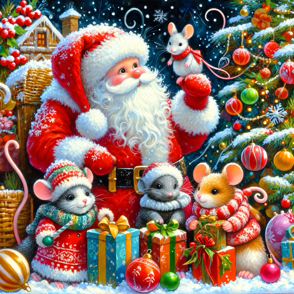 Santa & woodland friends · 30 × 30 cm diamond painting design