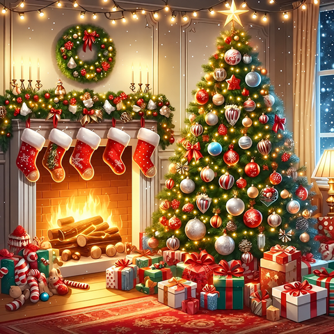 Cosy Christmas fireplace · 30 × 30 cm