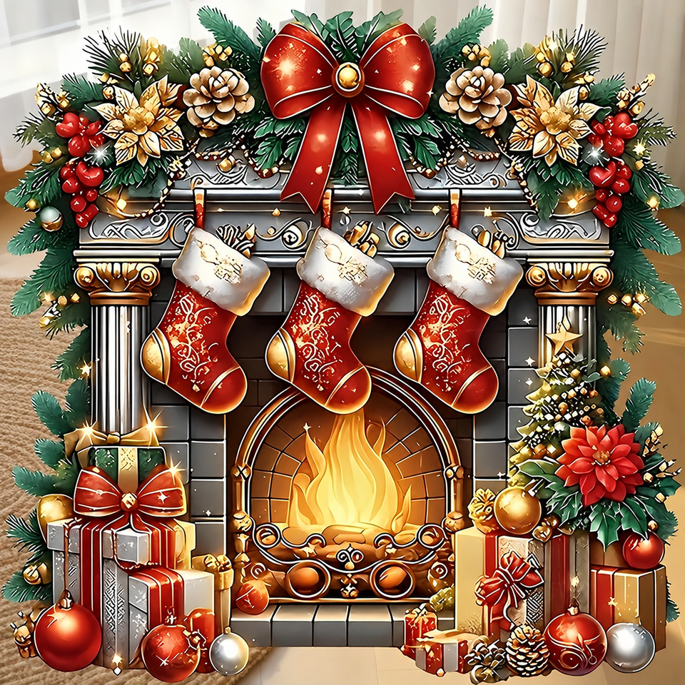 Christmas mantelpiece · 30 × 30 cm diamond painting design