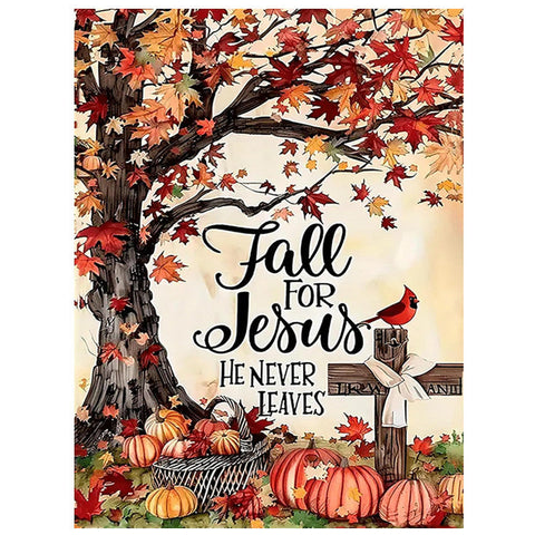 Autumn faith & cardinal · 30 × 40 cm