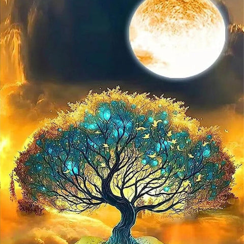 Golden moon tree · 30 × 40 cm