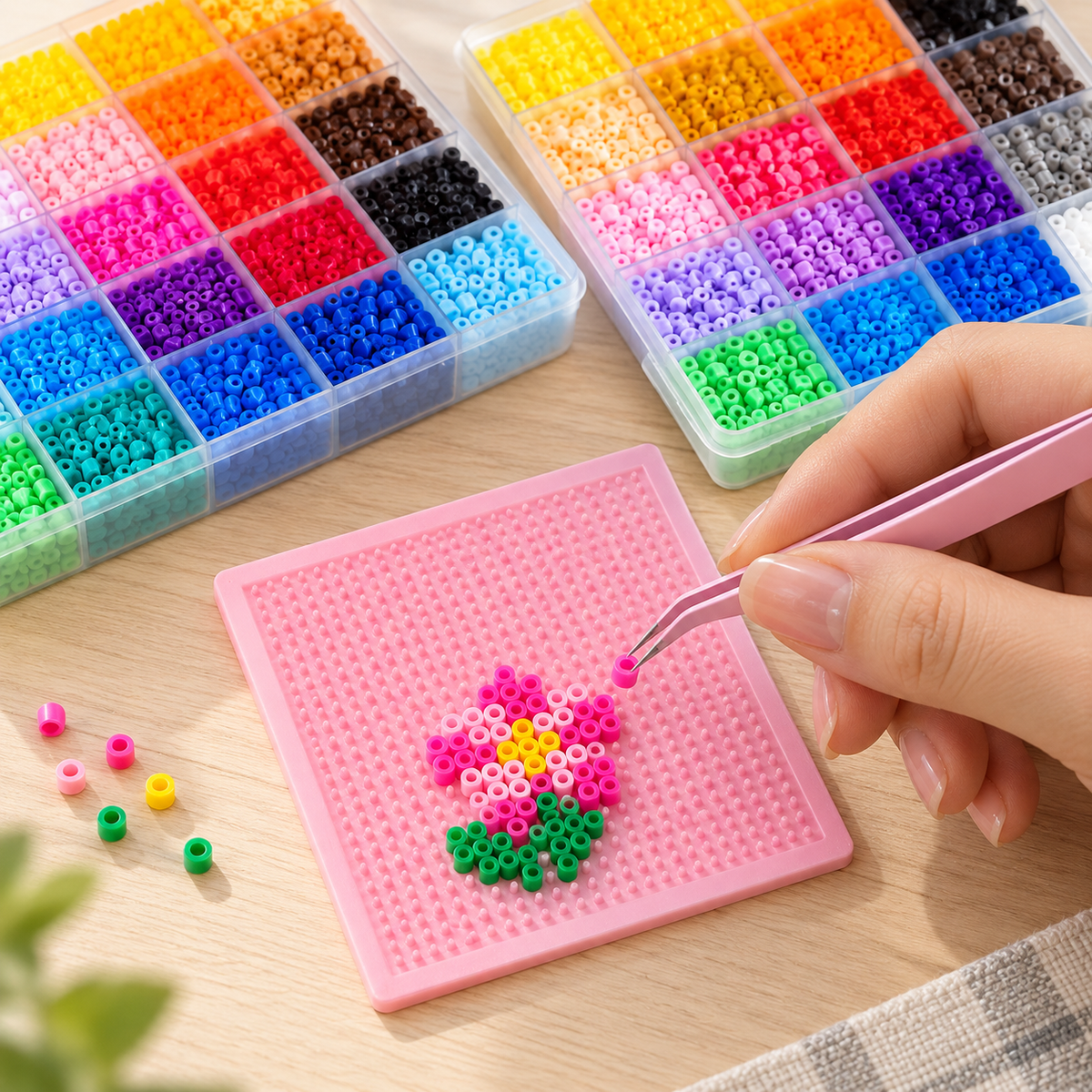 Making a mini fuse bead flower