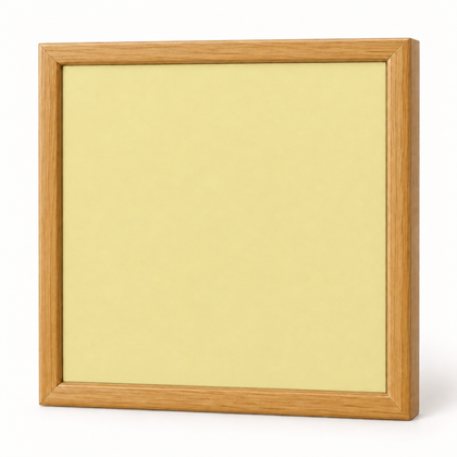 Kinusaiga foam board with pale yellow adhesive backing and matching wood-look frame