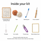Illustrated kit contents; one punch needle included, style varies
