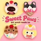 Sweet Paws — four dessert-inspired cat punch needle projects