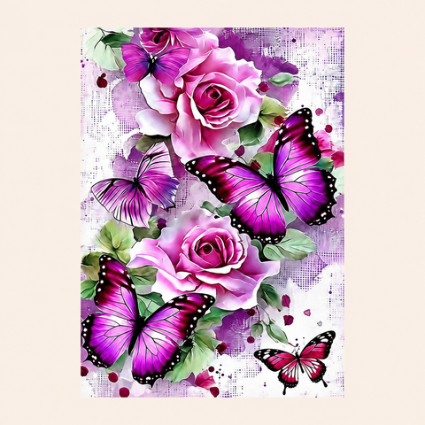 Purple rose & butterfly · 30 × 40 cm