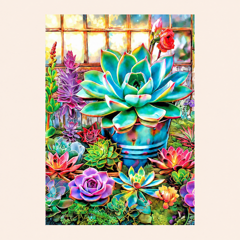 Sunny succulent window · 30 × 40 cm