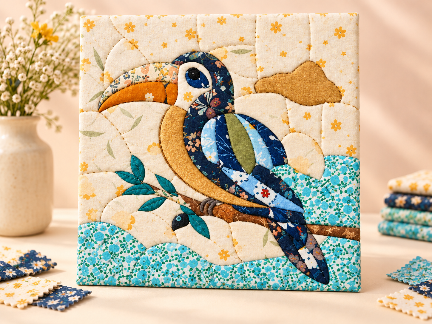 Toucan Kinusaiga fabric artwork from the Animals 4-in-1 bundle